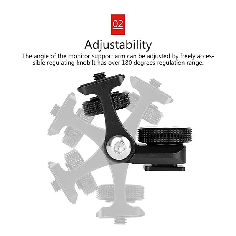 R007 Camera Monitor Mounting Bracket Adjustable Angle 14 Thread Ballhead DSLR Cold Shoe Adapter Attach External Microphone Light Flash Accessories Magic Arm Mini Holder Mount Portable