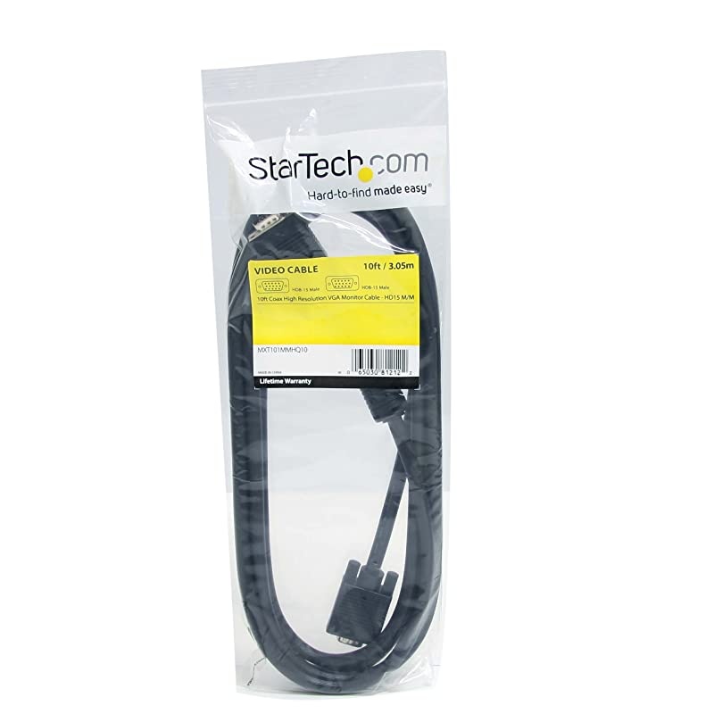 com 10 ft 3 m VGA to VGA Cable HD15 Male to HD15 Male Coaxial High Resolution VGA Monitor Cable MXT101MMHQ10