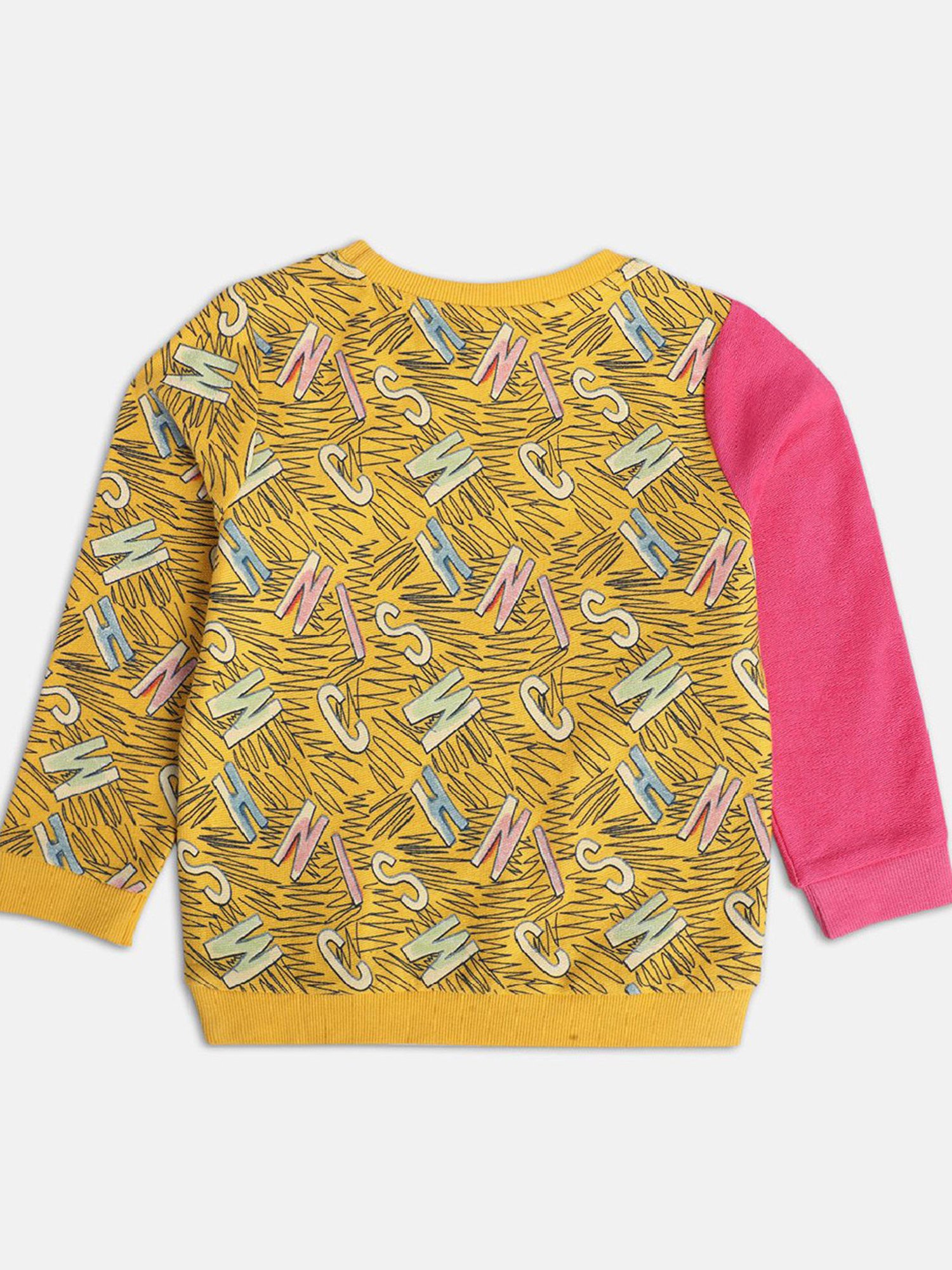 MINIKLUB Kids Yellow Printed Full Sleeves Sweatshirt