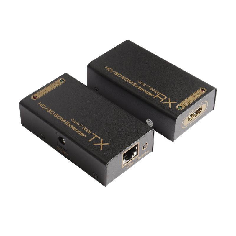 HDMI-CAT-HDMI Extender CAT-6 cable between Rx and TX Up to 60 Meters