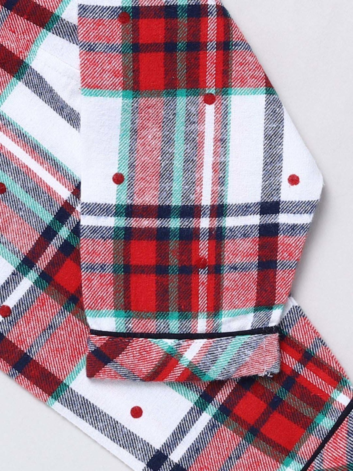 Clt.s Boys Red & White Cotton Chequered Full Sleeves Top Set