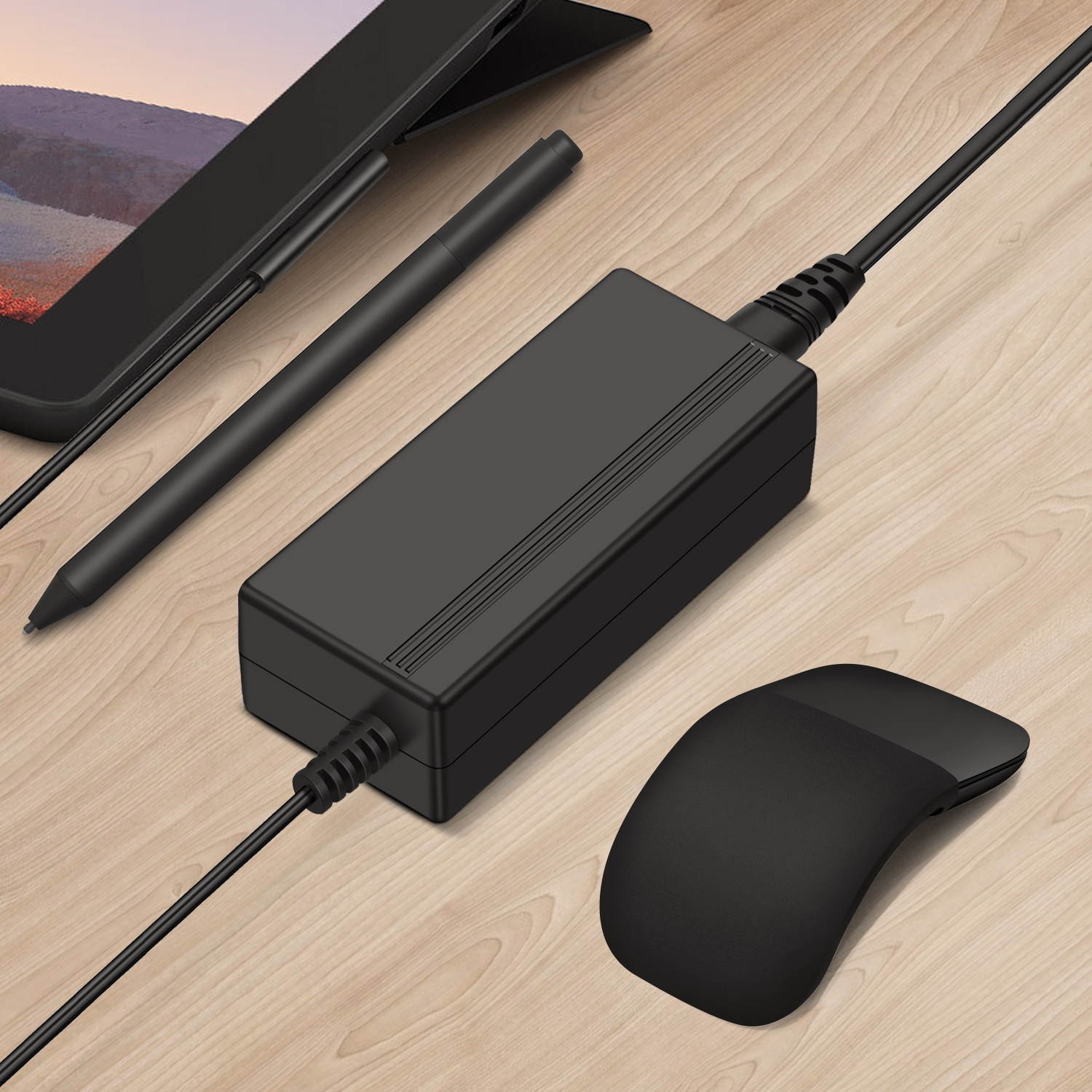 Surface Pro 3/4 Charger US Plug Power Suppy AC Adapter Home Wall Travel Charging Cable Cord without USB Port for Microsoft Surface Pro 3 and Surface Pro 4 Windows Tablet (Black)