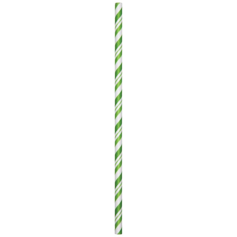 24ct Fresh Lime and White Striped Paper Straws
