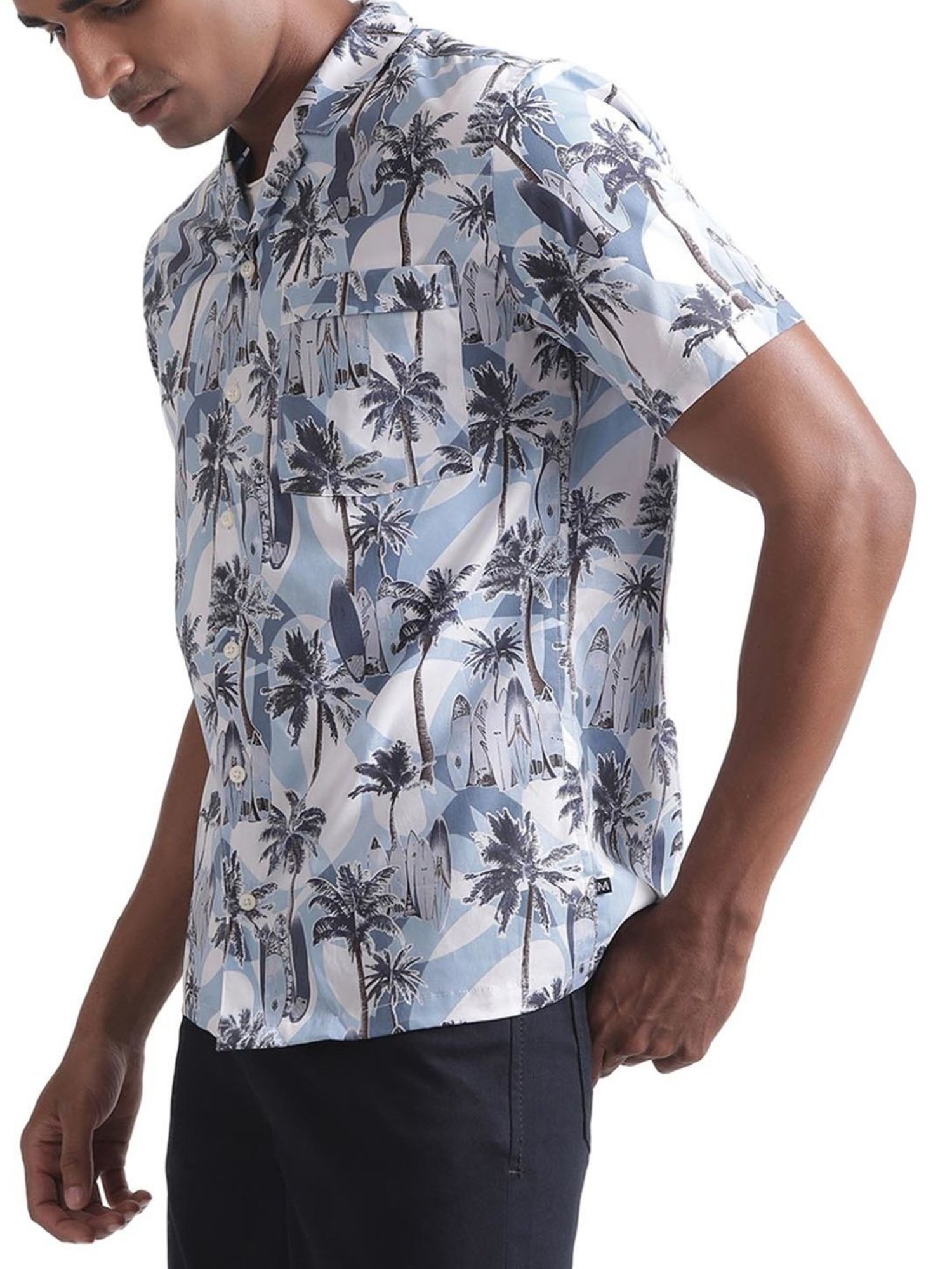 Matinique Blue Regular Fit Printed Shirt