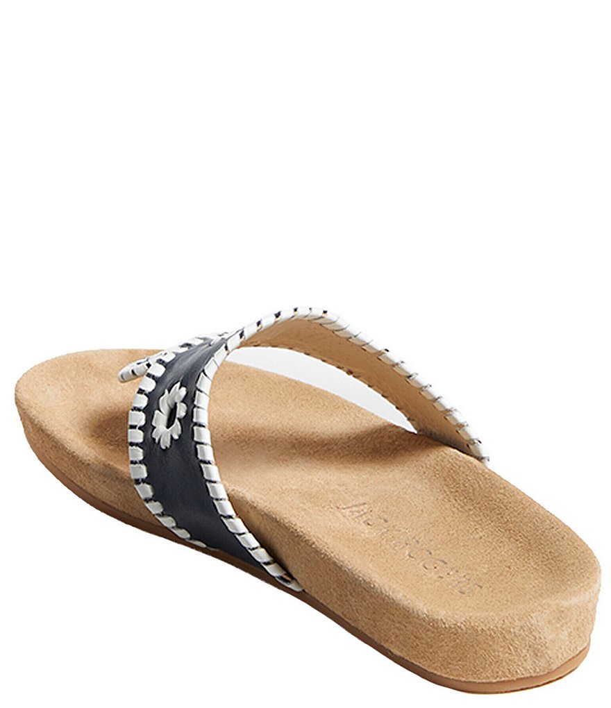 Jack Rogers Jacks Comfort Leather Whipstitch Detail Thong Sandals
