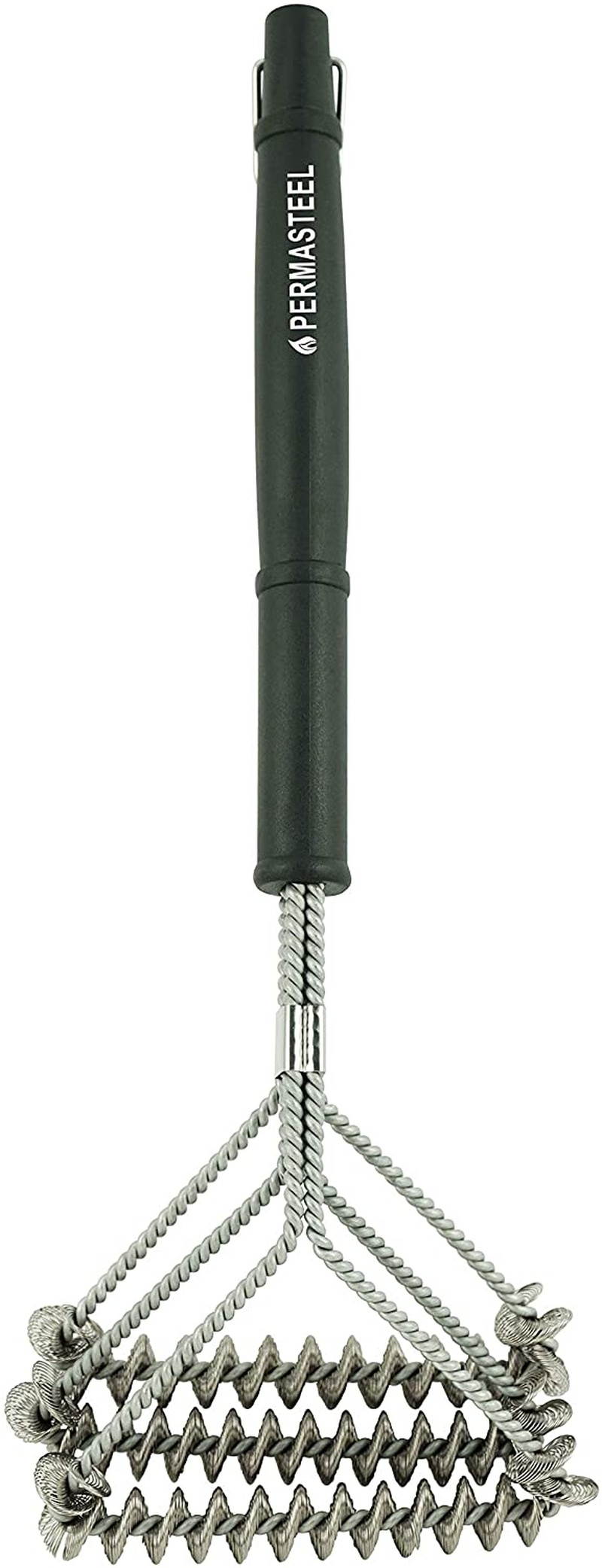 Permasteel PA-12001-AM Triple Head BBQ Grill Cleaning Brush Black, Stainless Steel