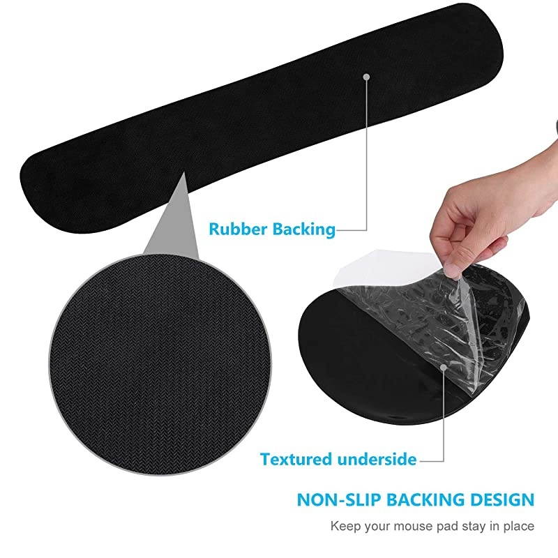 Keyboard and Mouse Pad with Gel Wrist Rest Support Memory Foam Set with Non Slip Rubber Base for Office Gaming Computer Laptop and Mac