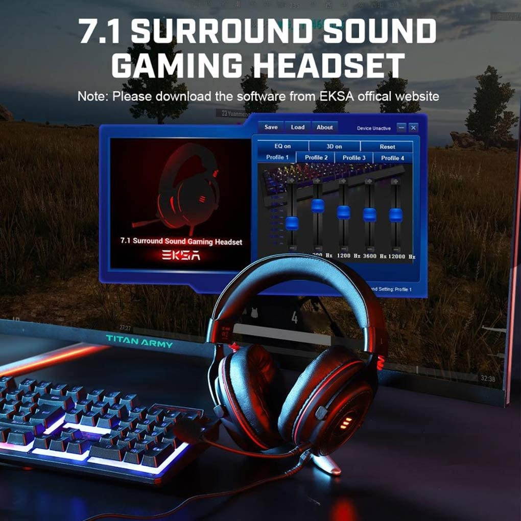 TYYW Headset, E900 PRO Gaming Headset Gamer 7.1 Surround Sound Wired Game Headphones with Microphone Suitable for Xbox/PC/PS4/Laptop