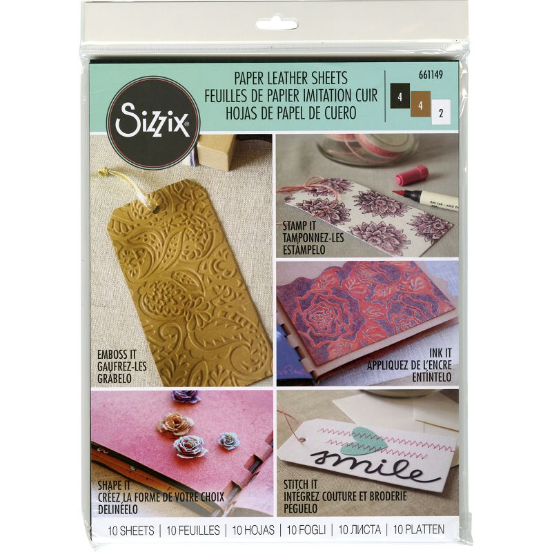 Sizzix Paper Leather 8.5"X11" Sheets 10/Pkg-Basics Assorted