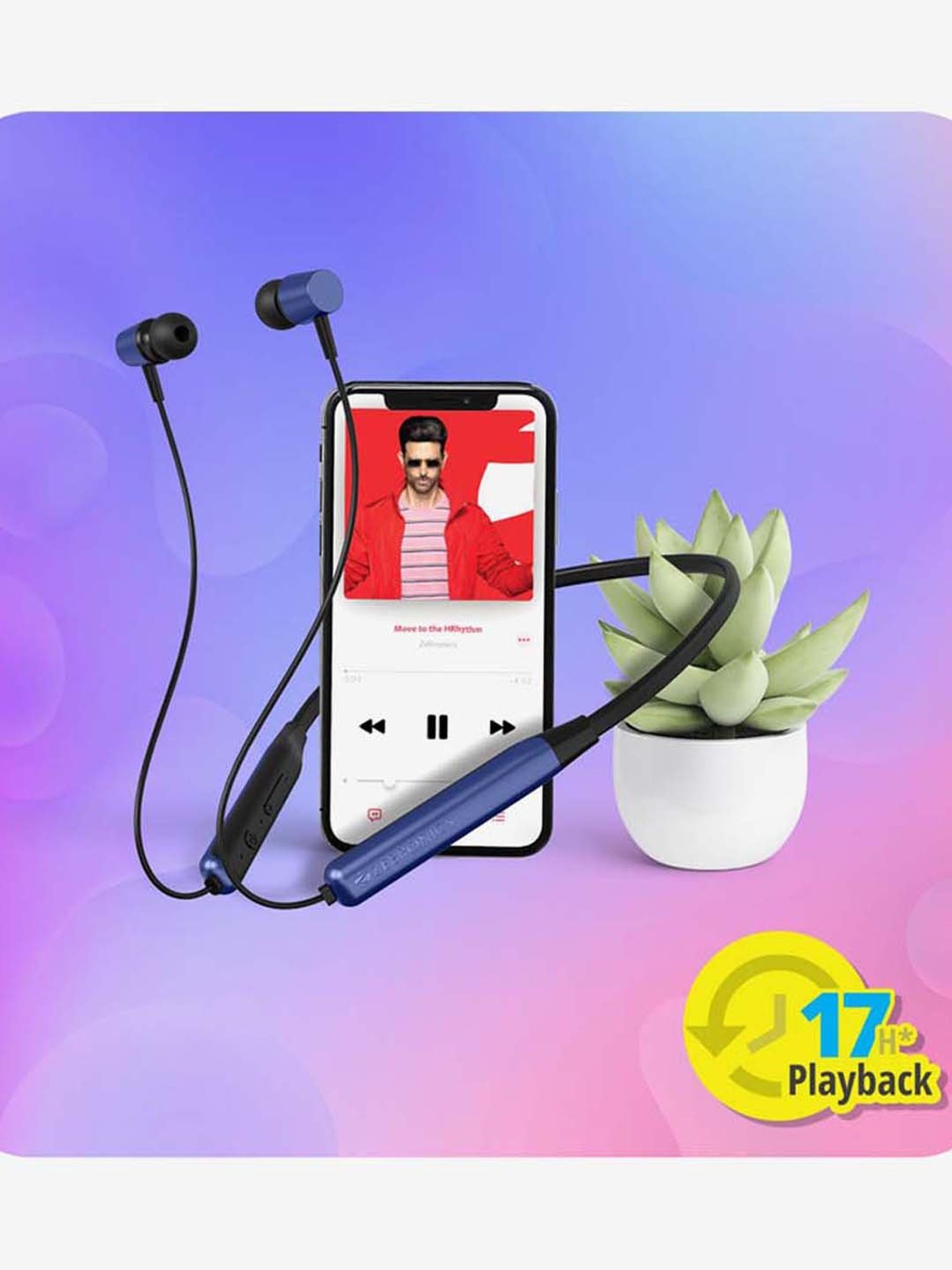 Zebronics Zeb-Evolve Wireless In-Ear Bluetooth Neckband with Mic (Blue)