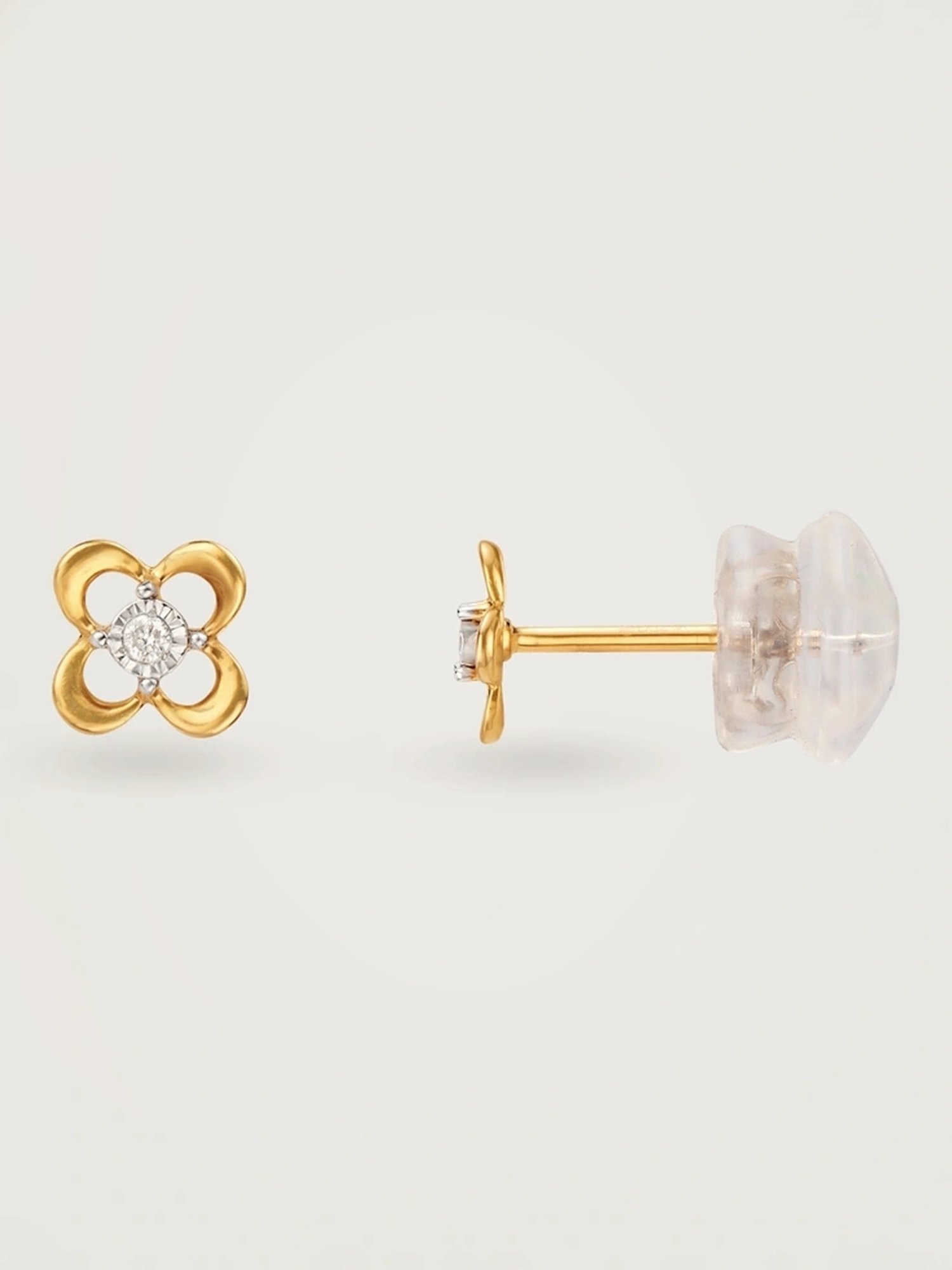Mia by Tanishq Floral Glow 14k Gold and Diamond Stud Earrings
