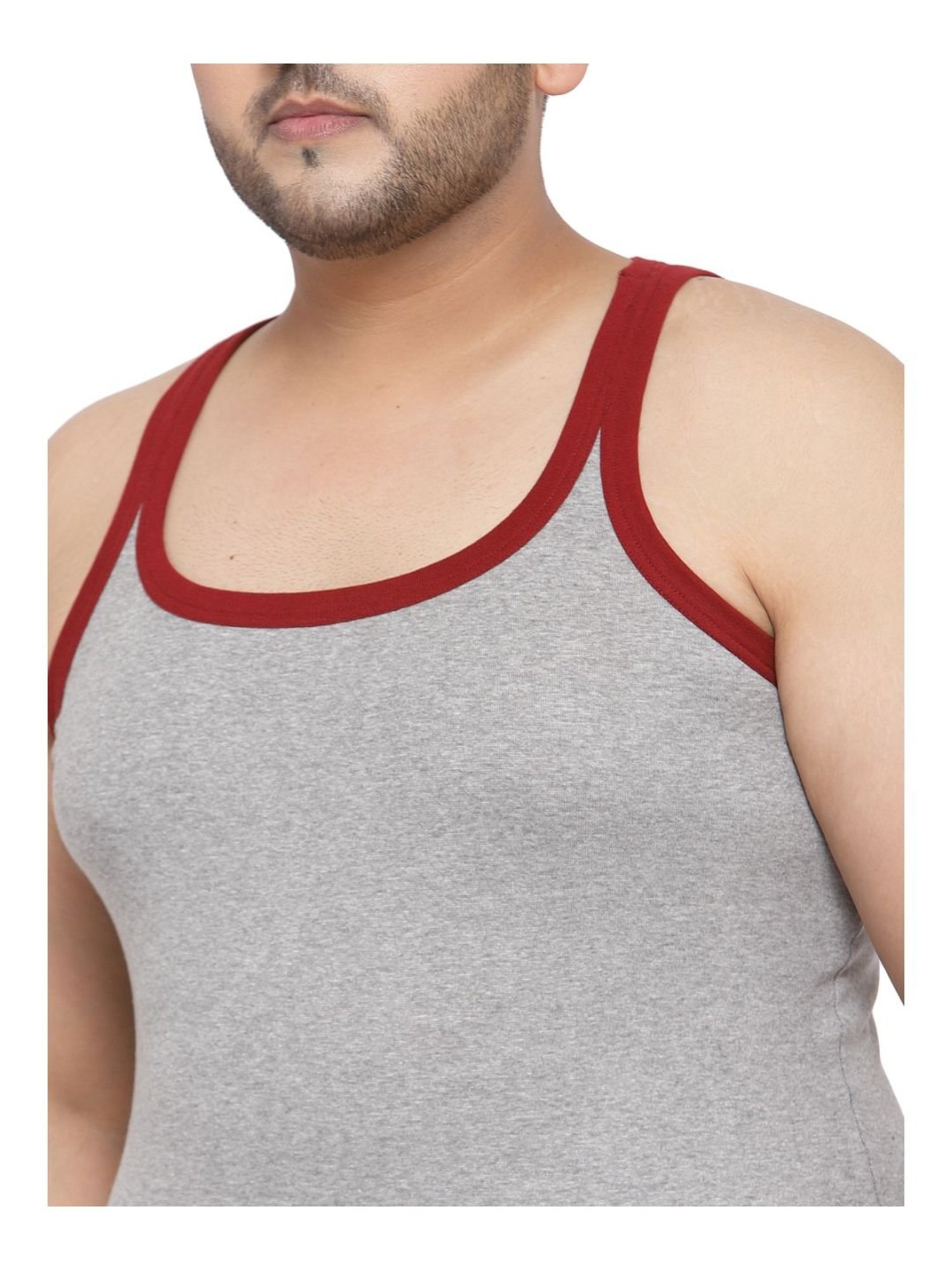 Melon by PlusS Grey Cotton Regular Fit Vest