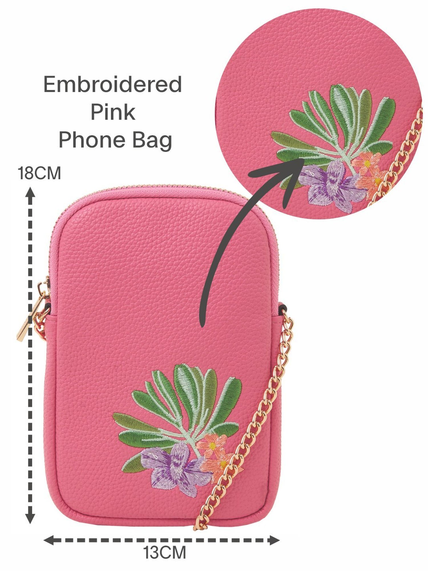 Accessorize London Pink Embroidered Mobile Pouch
