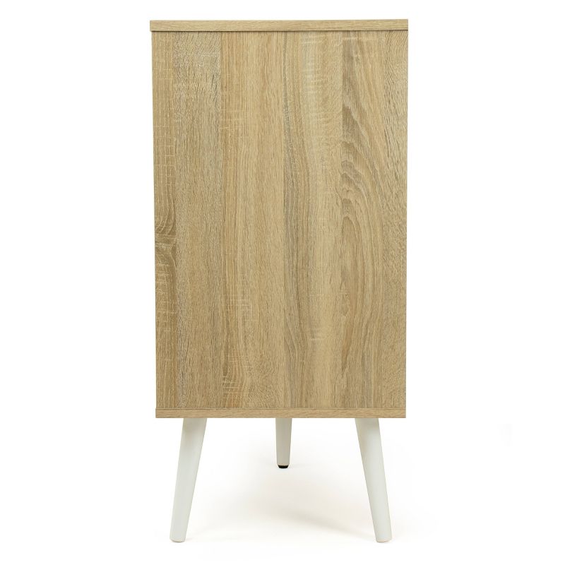 39" Stockholm Dining Buffet Table with Storage and Adjustable Shelving Light Wood/White - Humble Crew