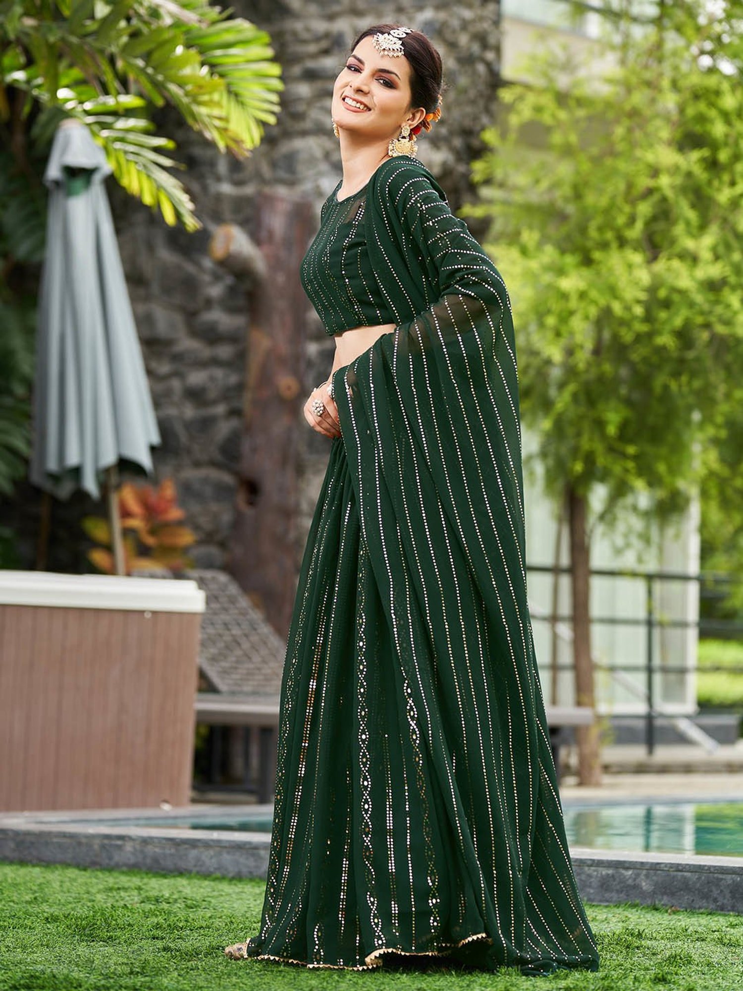 Warthy Ent Green Embellished Lehenga Choli Set With Dupatta