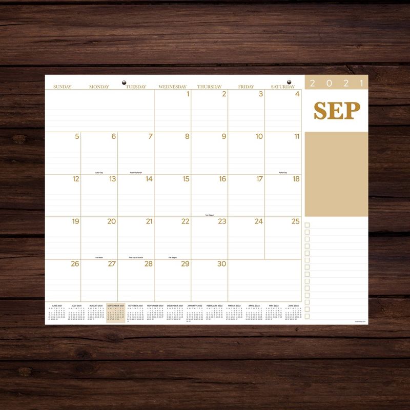 2021-22 Academic Desktop Calendar Professional Large Desk Pad Monthly Blotter - The Time Factory