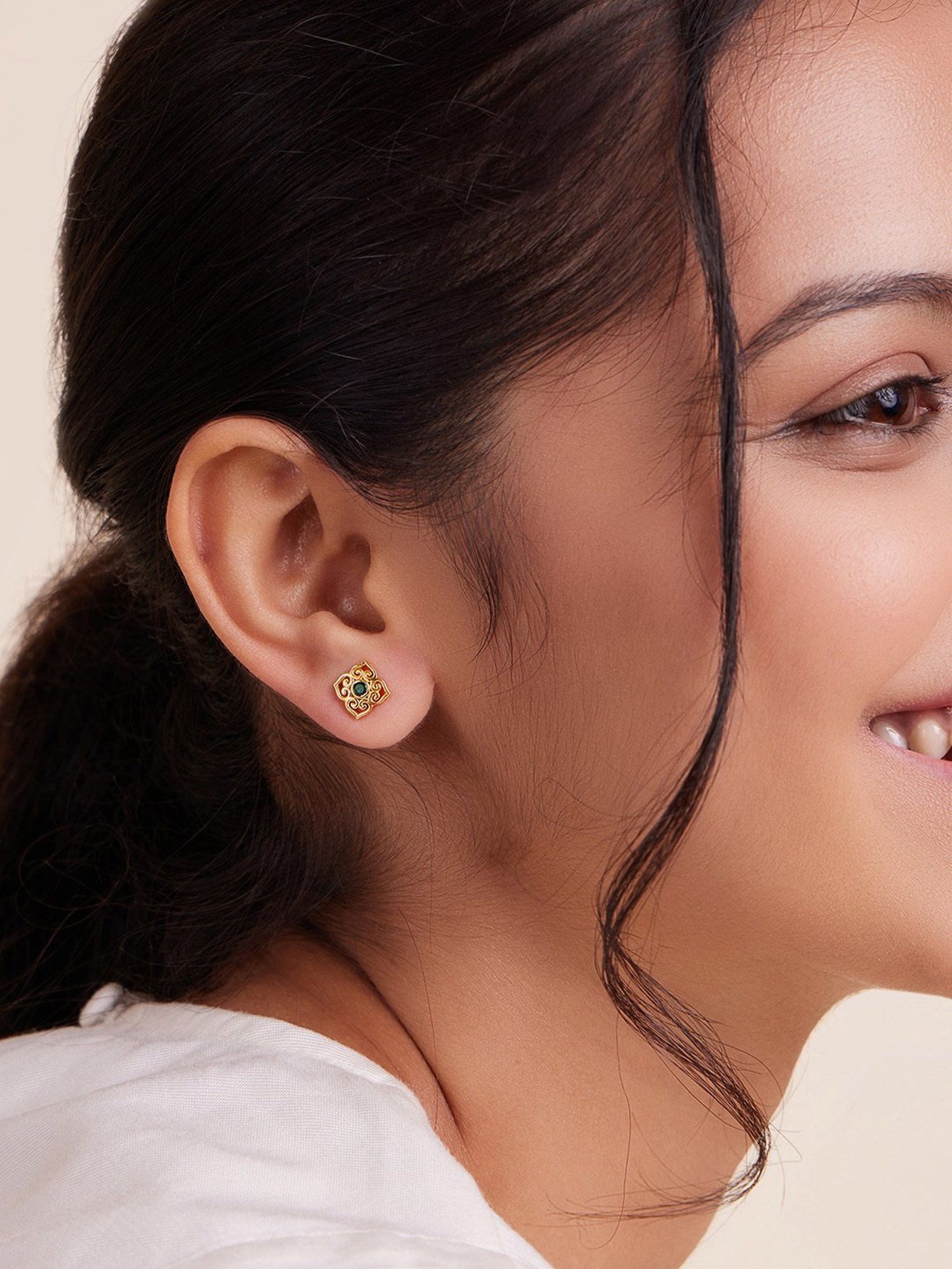 March by FableStreet 92.5 Sterling Silver 18k Gold-Plated Bloom Stud Earrings for Women