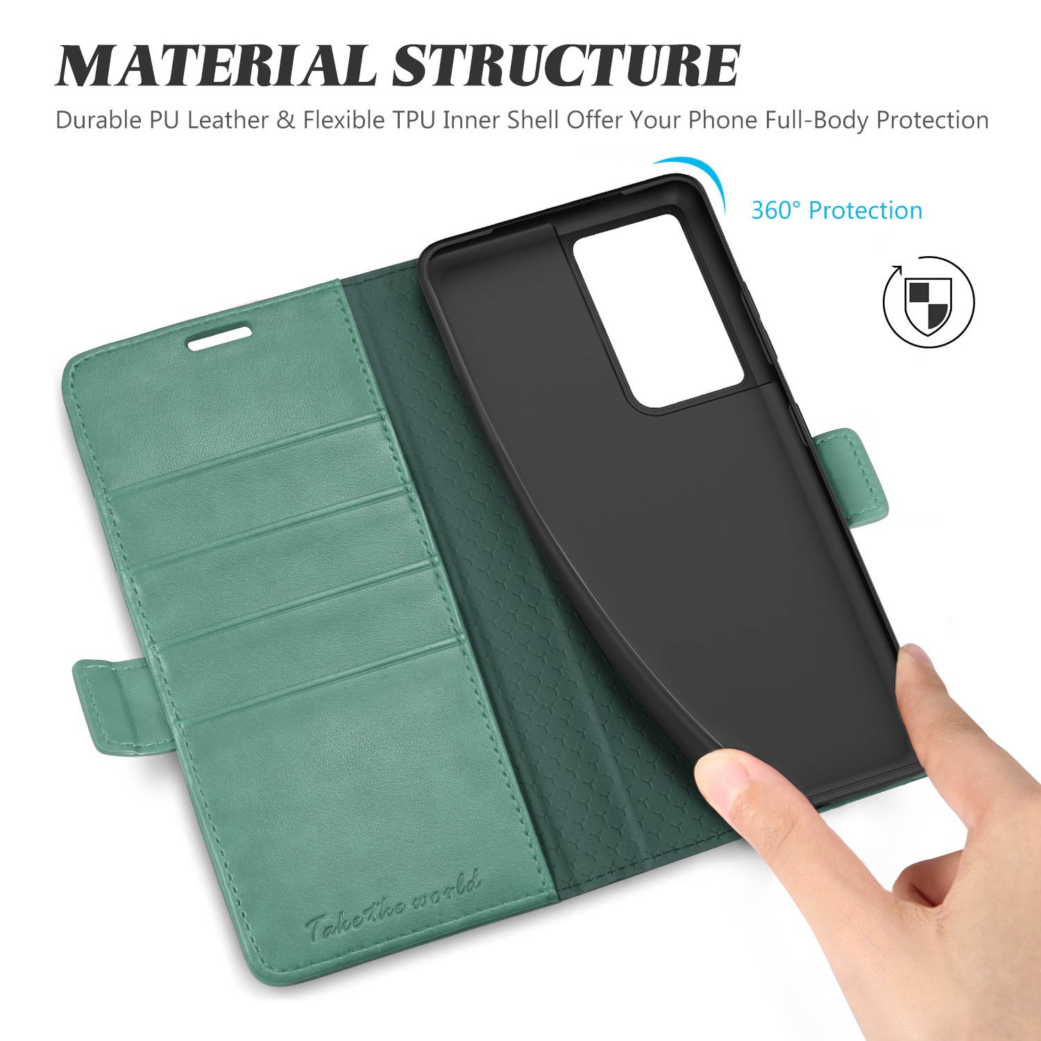 TUCCH Galaxy S21 Ultra Wallet Case, Magnetic Shockproof PU Leather Case with[Kickstand][RFID Blocking][TPU Shell] Protective Flip Cover Compatible with Galaxy S21 Ultra 5G (6.8''), Myrtle Green