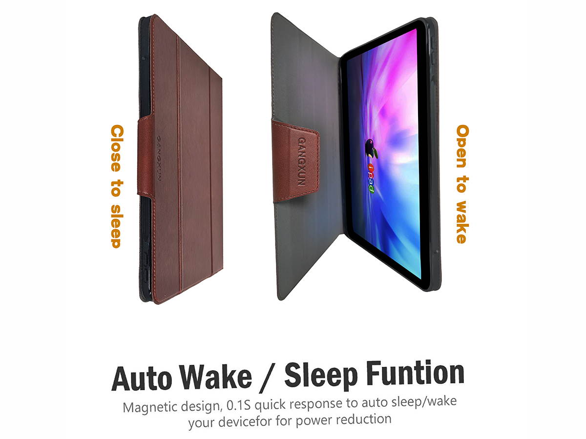 Leather Case for iPad Pro 11 2020&2018 2nd Generation Cover with Built-in Apple Pencil Holder Auto Sleep/Wake Function PU Leather Smart Cover