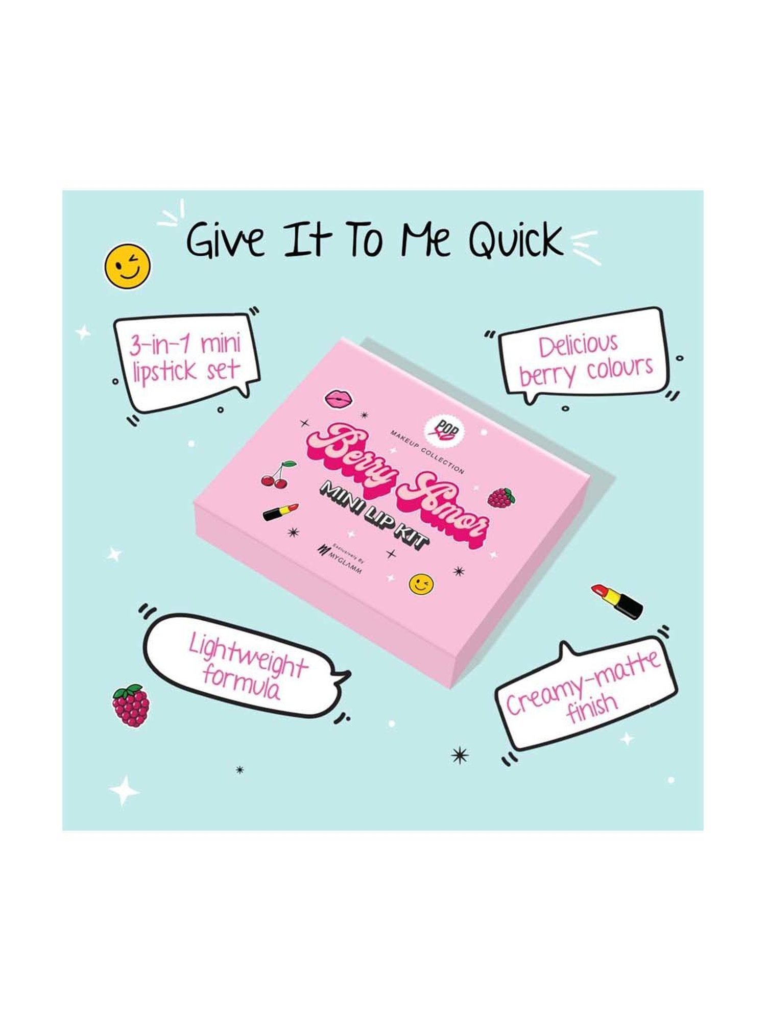 Myglamm Popxo Makeup Mini Lip Kit Berry Amor - 10 gm
