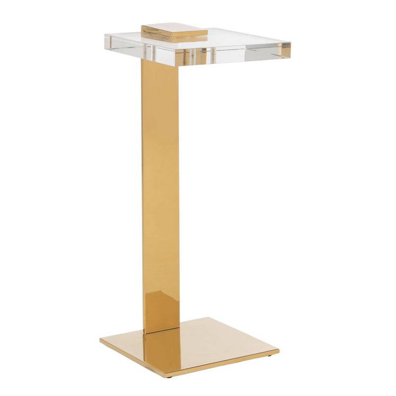 Mars Acrylic Drink Table Clear/Brass - Safavieh