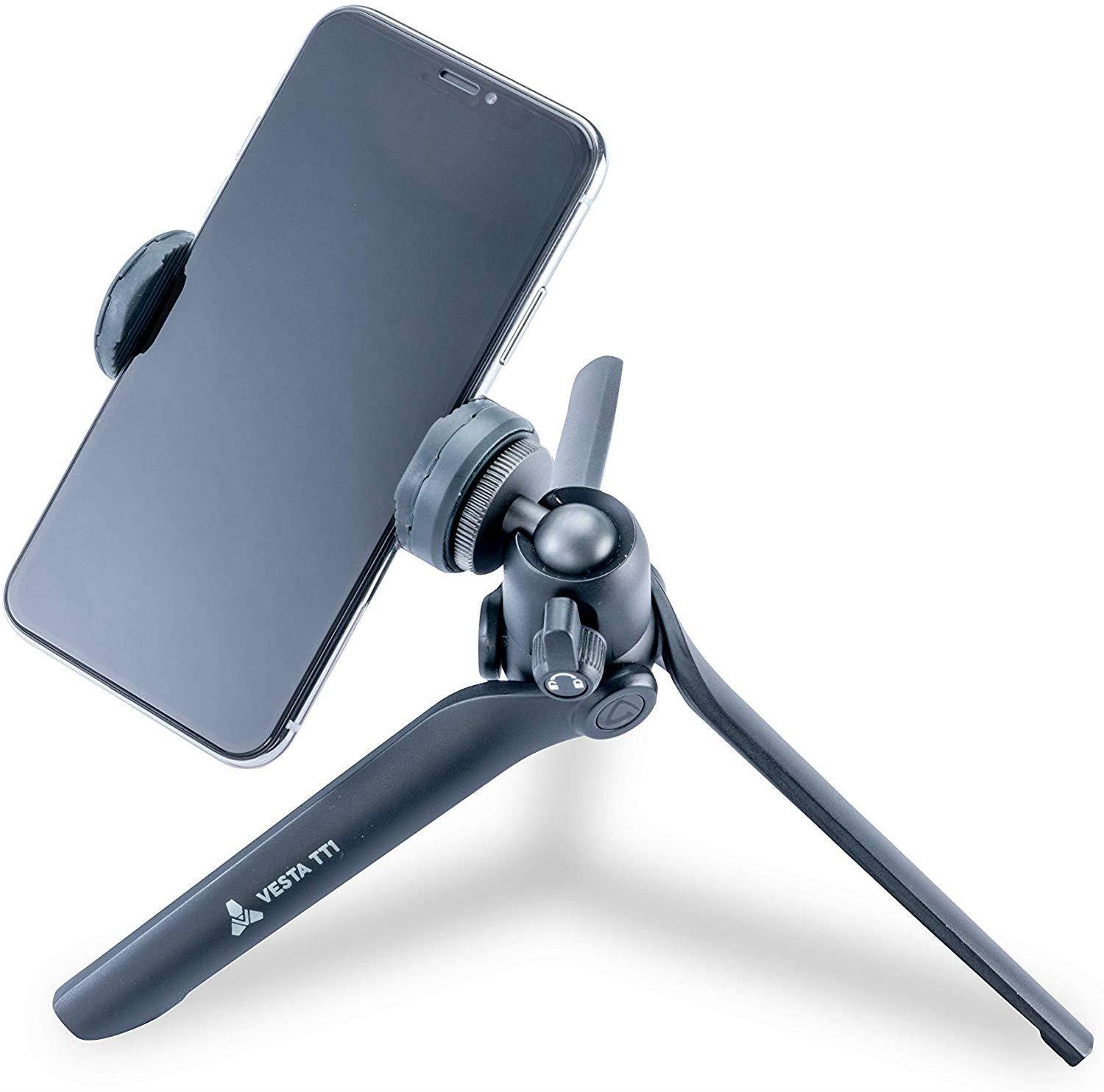 VANGUARD Vesta TT Aluminum Tabletop Tripod with Smart Phone Holder - Black (Vesta TT1 BP)