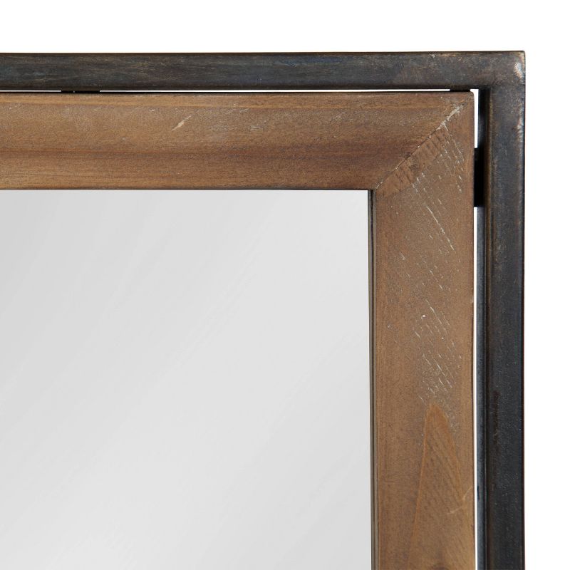28" x 42" Norgard Windowpane Wall Mirror Rustic Brown - Kate & Laurel All Things Decor