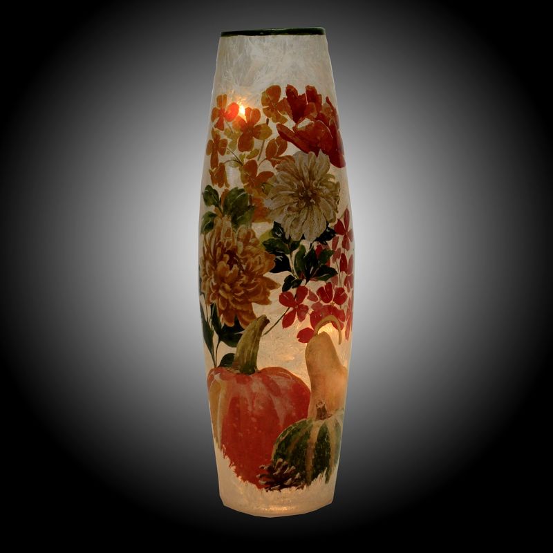 Stony Creek 12.0" Fall Bouquet Pre-Lit Lg Vase Electric Pumpkins Gourds Fall  -  Decorative Vases
