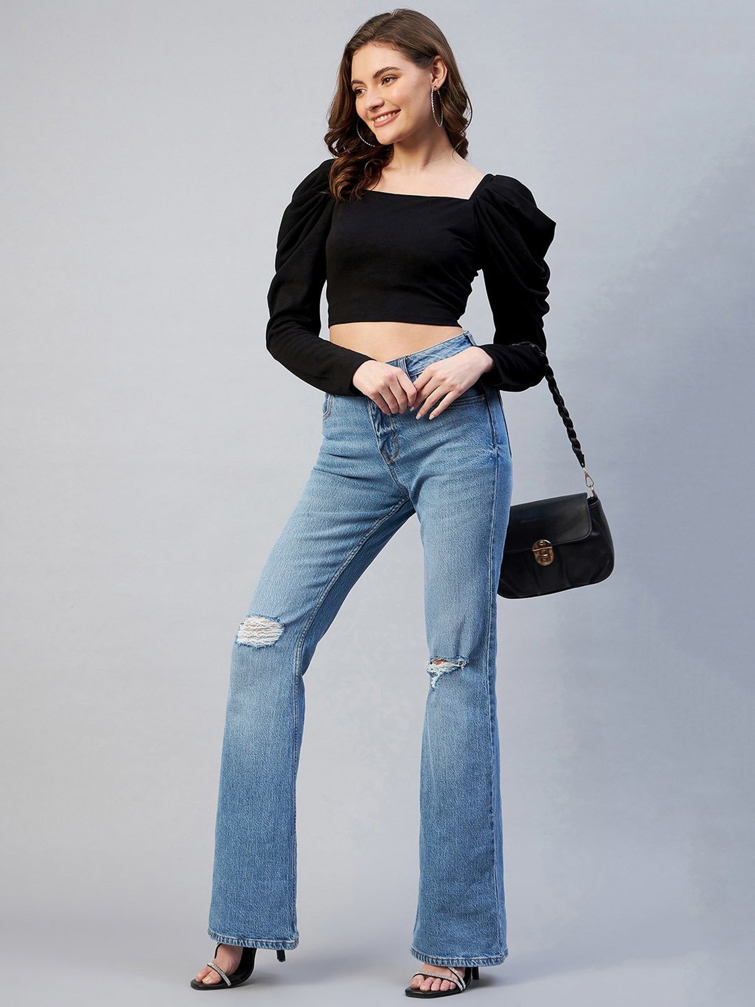 Carlton London Black Crop Top