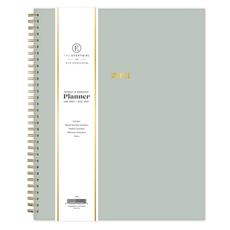 2021 The Everygirl Planner 8.5" x 11" Plastic Weekly/Monthly Wirebound Sage - Blue Sky