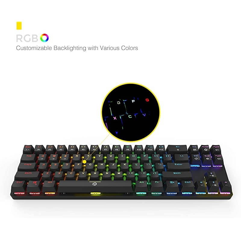 Calibur 60 Mechanical Gaming Keyboard RGB Backlit Wireless Bluetooth 40 and USB Wired 71 Key Compact TKL Red Switch