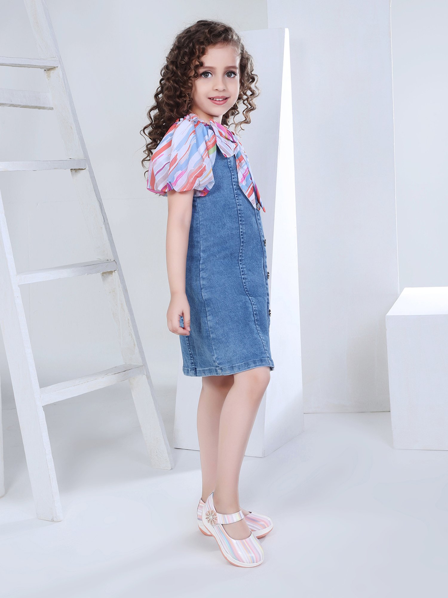 Peppermint Kids Blue Solid Shirt Dress
