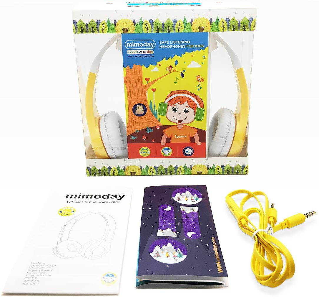 Mimoday Kids Headphones (Upgraded) with 85dB Volume Limited Hearing Protection Durable, Comfortable & in Line Mic, Kids Friendly Safe Food Grade Material, Great for School| for iPad, Fire, All Tablets