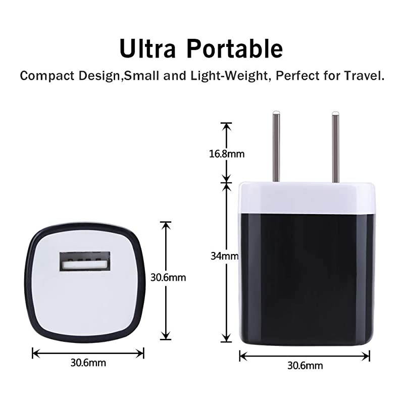 USB Charging Block  5Pack 1A Single Port USB Cube Plug Travel Power Adapter Fast Wall Charger Brick Compatible Phone XS MAXX876S Plus Samsung S10S9+S8S7S6 Edge LG G7G6G5V30 Moto