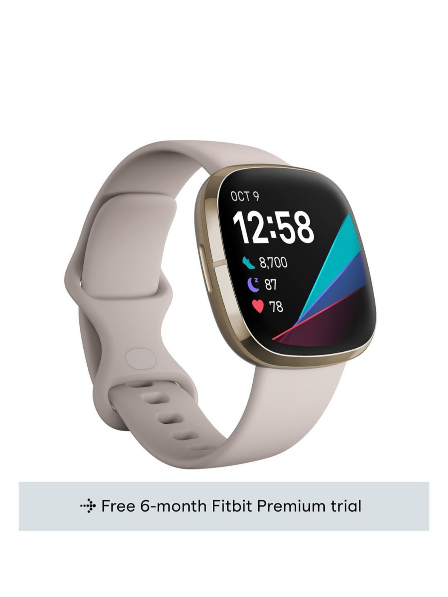 FITBIT FB512GLWT Sense Smart Watch for Unisex (Beige)