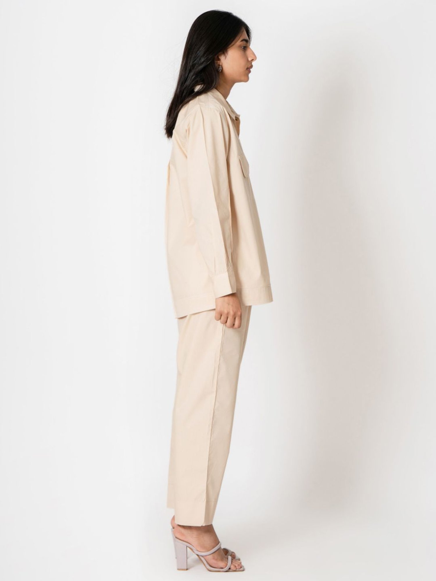 Kameez by Pooja Pale Beige Capsule 24 Poplin Shirt and Pant Co-ord Set