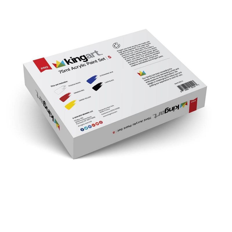 Kingart 5ct 75ml Acrylic Paint Set