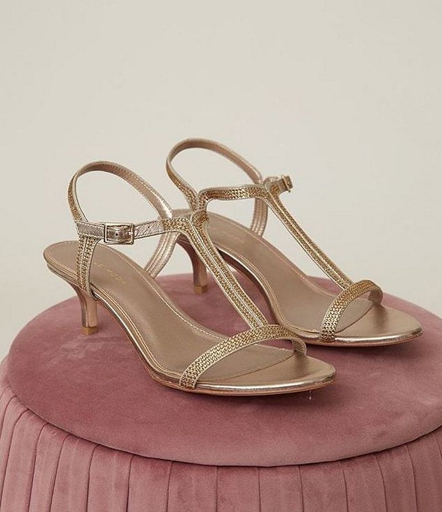 Pelle Moda Fable Rhinestone Jeweled Metallic Suede Dress Sandals