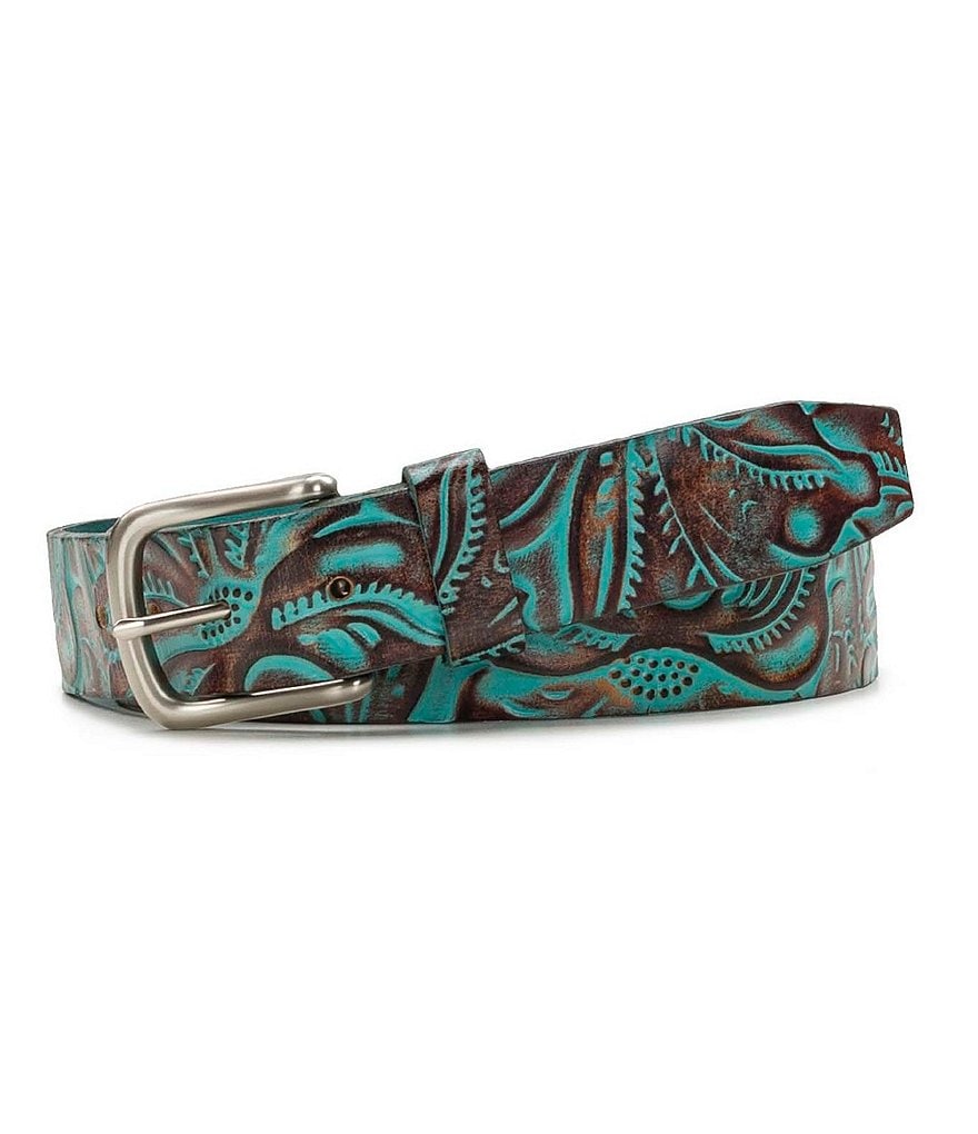 Patricia Nash Pelosa Tooled Turquoise 1.25#double; Belt