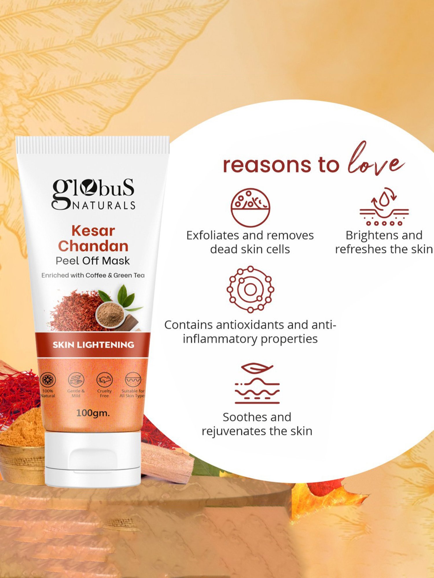 Globus Naturals Kesar Chandan Peel Off Mask - Pack of 2