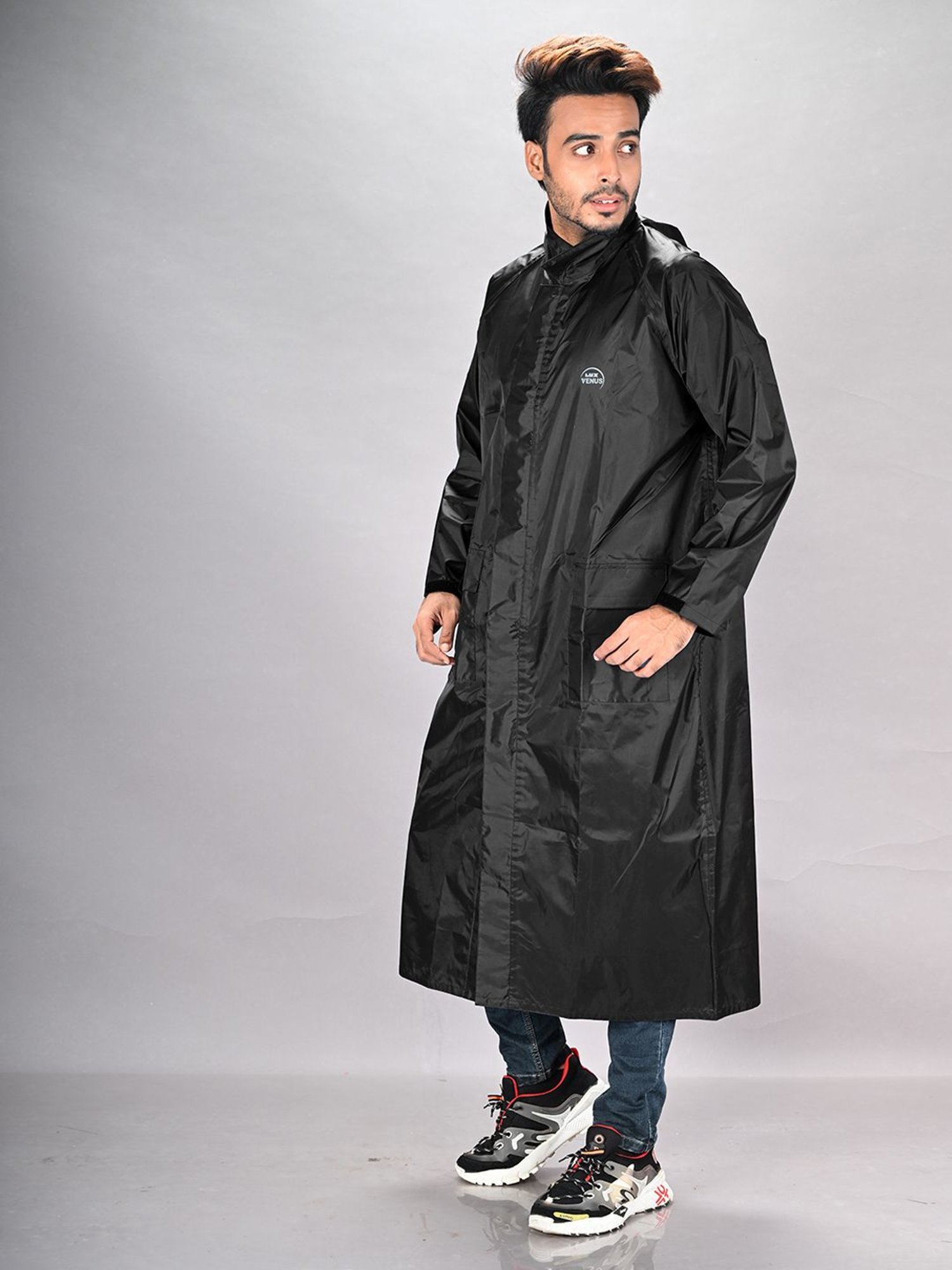 Lux Venus Black Regular Fit Rainwear Jacket