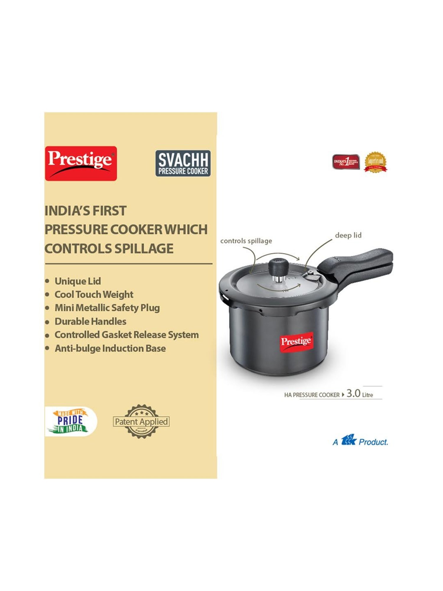Pigeon Silver Stainless steel Pressure Cooker (10 L)
