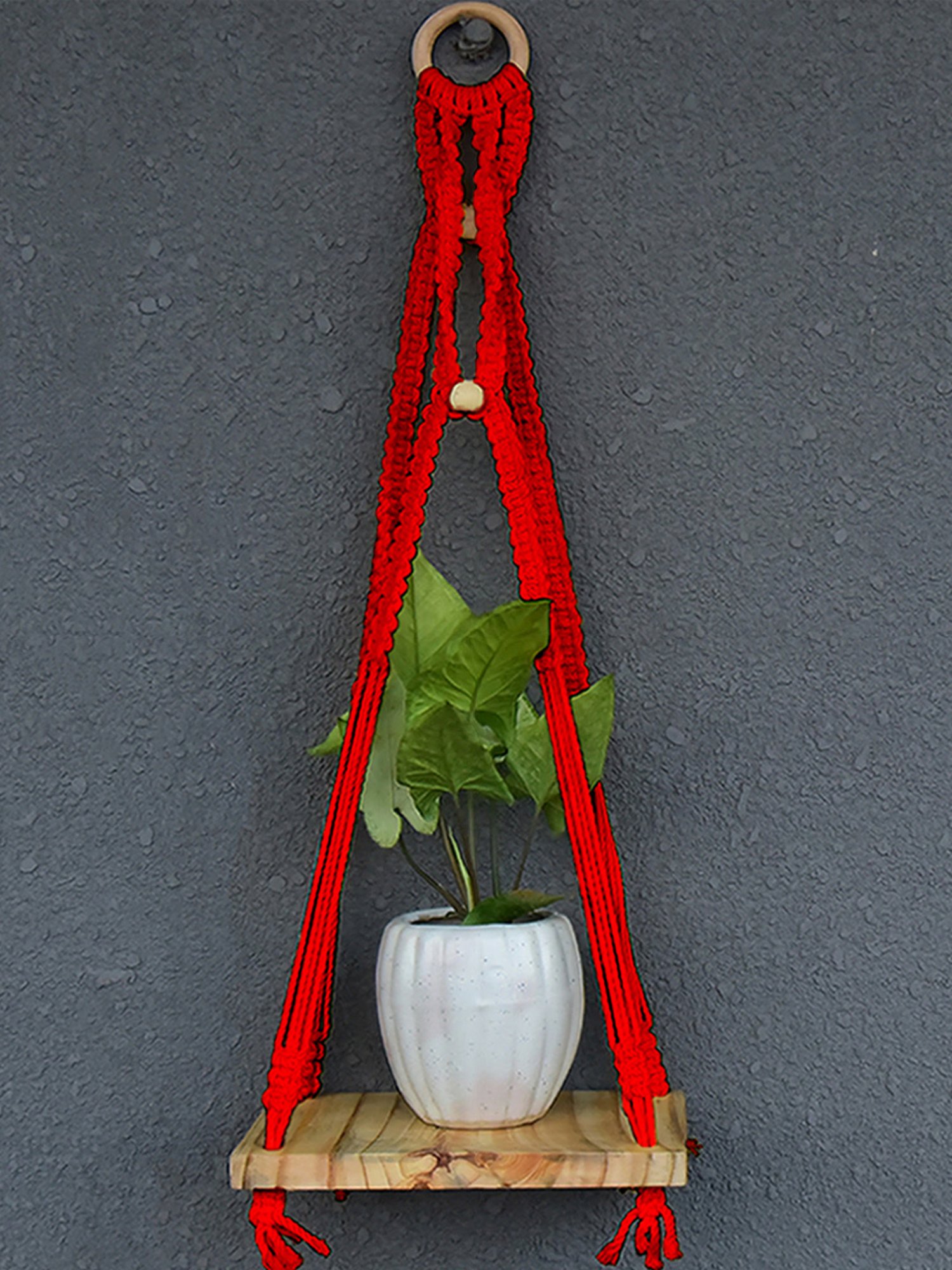 Gathari White & Orange Ceramic Desk Planter