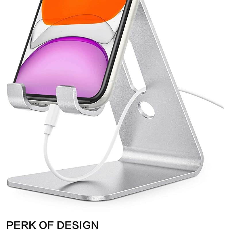 Desktop Cell Phone Stand Updated Solid Version Advanced 4mm Thickness Aluminum Stand Holder for Switch Mobile Phone iPhone 11 Pro Xs Max Xr Silver