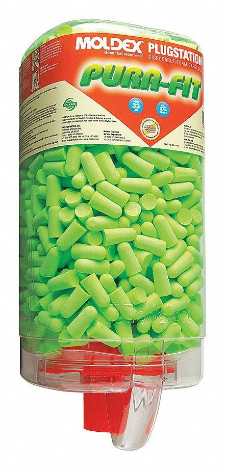Moldex Pura-Fit PlugStation Earplug Dispenser Cordless 33NRR Bright Green 500
