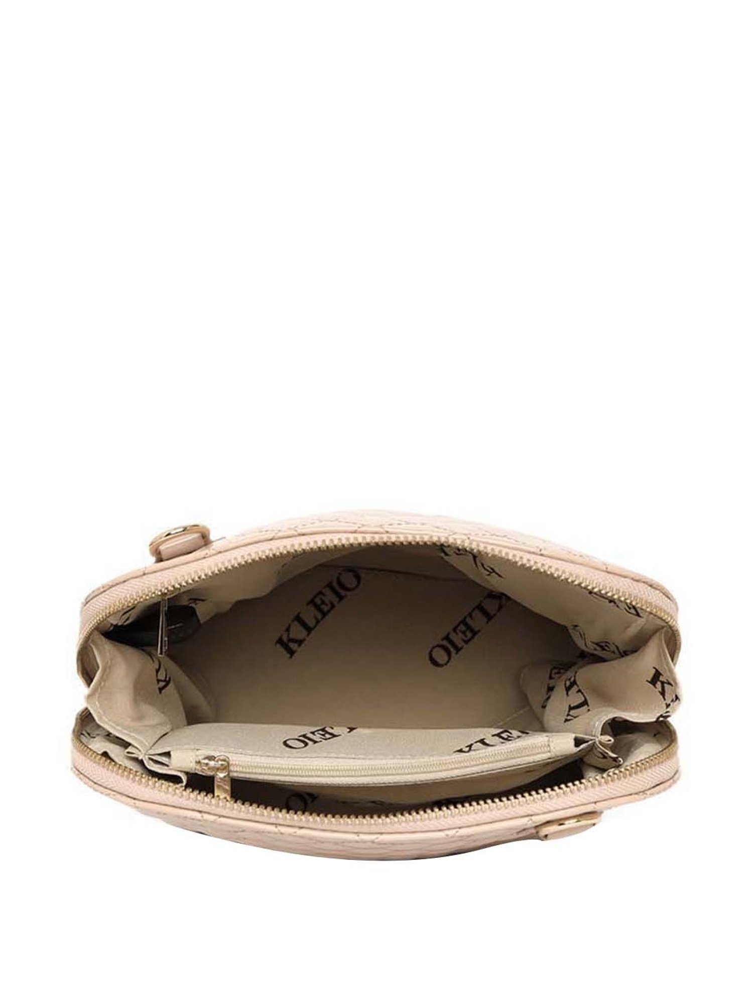 KLEIO Cream Rivets Medium Sling Handbag