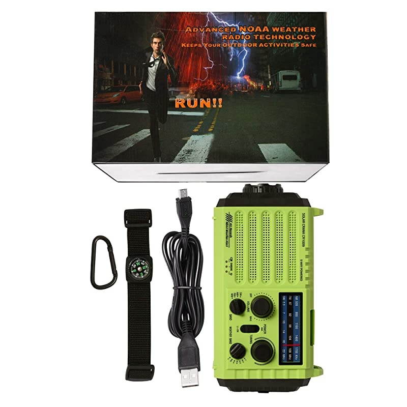 Weather Radio  Emergency Hand Crank Portable Radio Solar Power AMFMSWNOAA Weather Radio with 2000mAh Power Bank Phone Charger 3W LED Flashlight Reading Lamp 7 Weather Band SOS Alarm