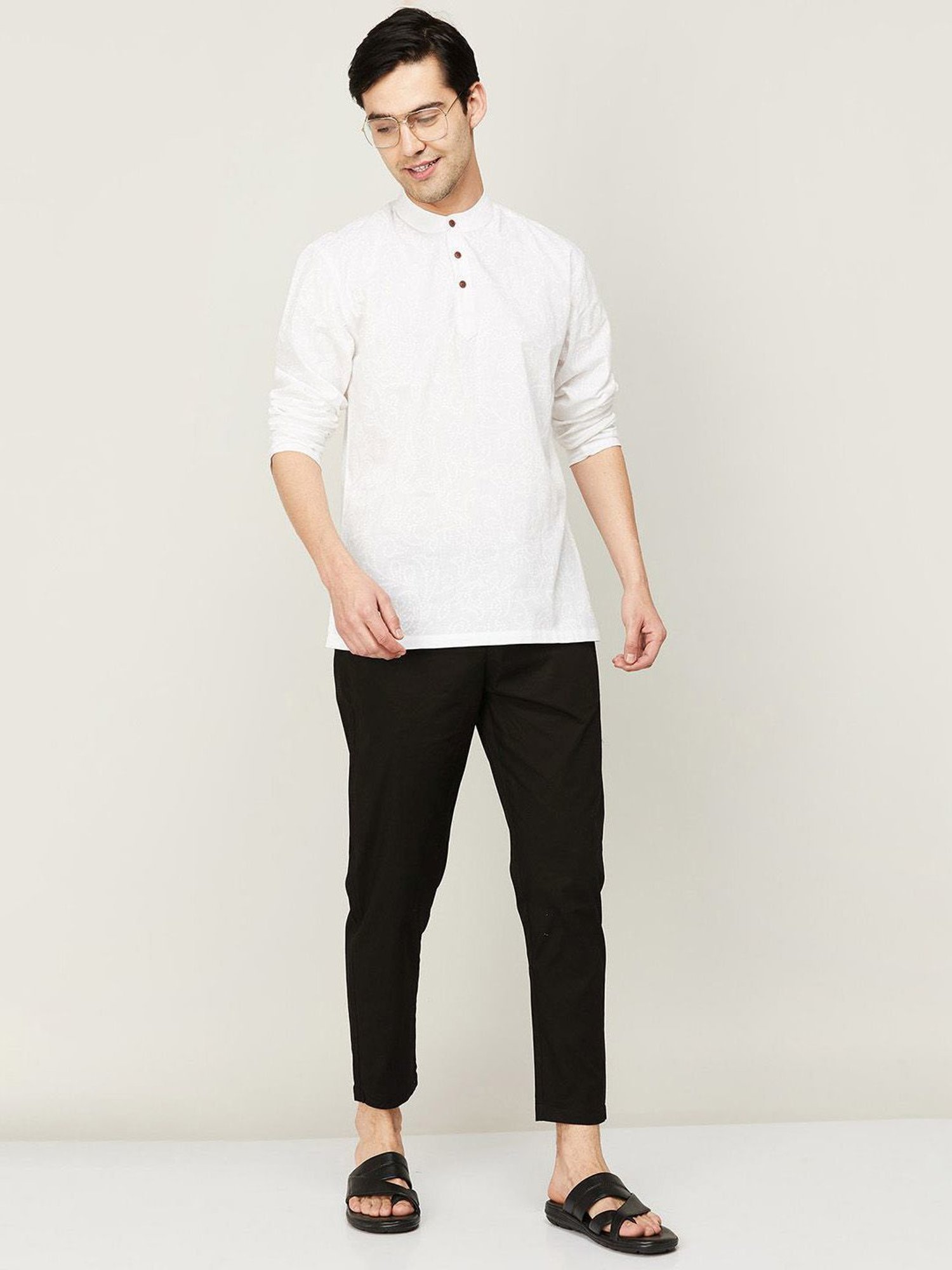 Melange by Lifestyle Black Cotton Regular Fit Churidars