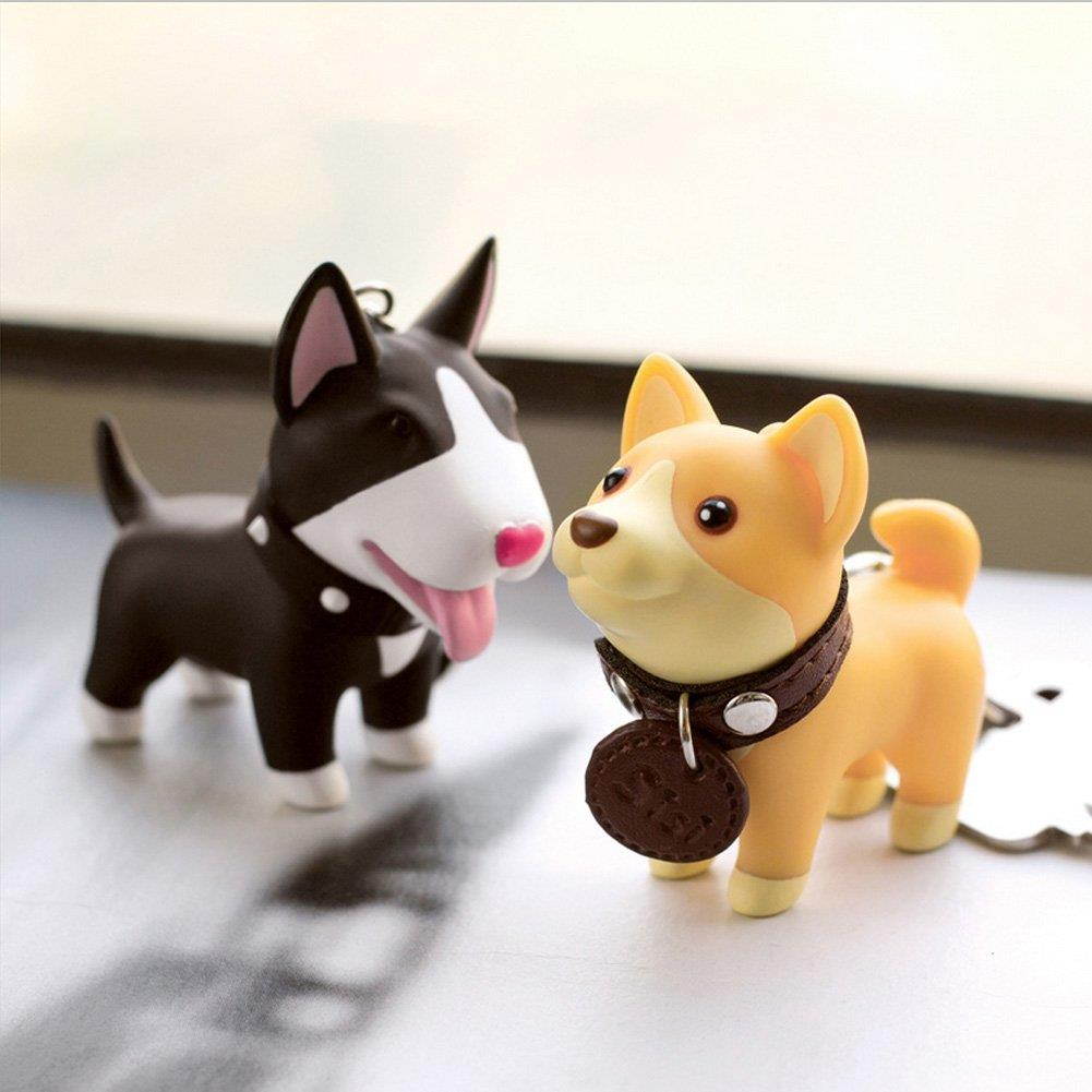 Cute Dog Key Chain - PVC Stainless Steel Anti-Lost Key Chain Keychain Ring Keyring Keyfob Key Holder Student Kids for Birthday Party Friendship Festival Decoration, Bull Terrier