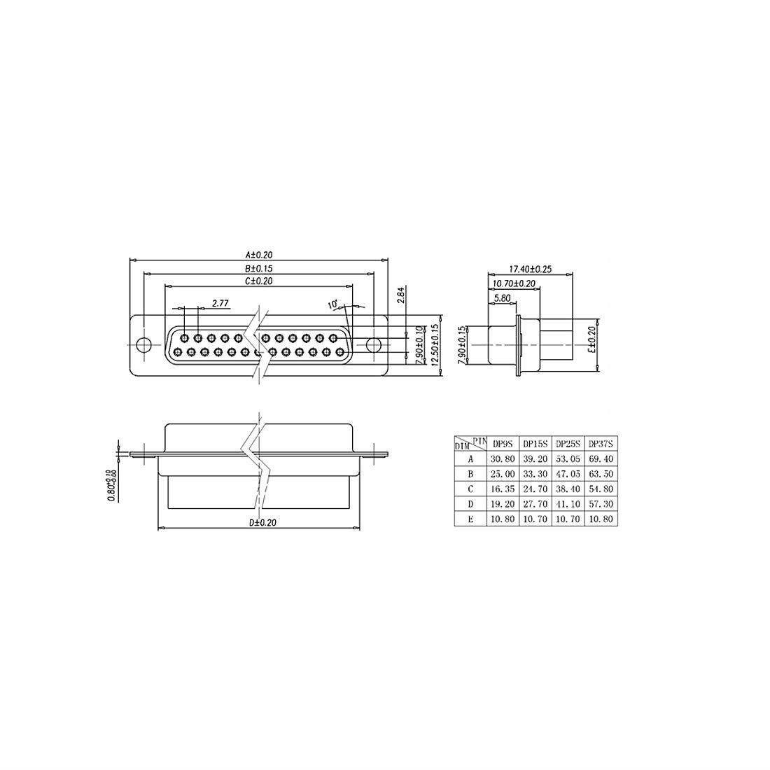 uxcell D-sub Connector Female Socket 25-Position 2-Row Crimp Style Port Terminal Breakout for Mechanical Equipment Black Pack of 5